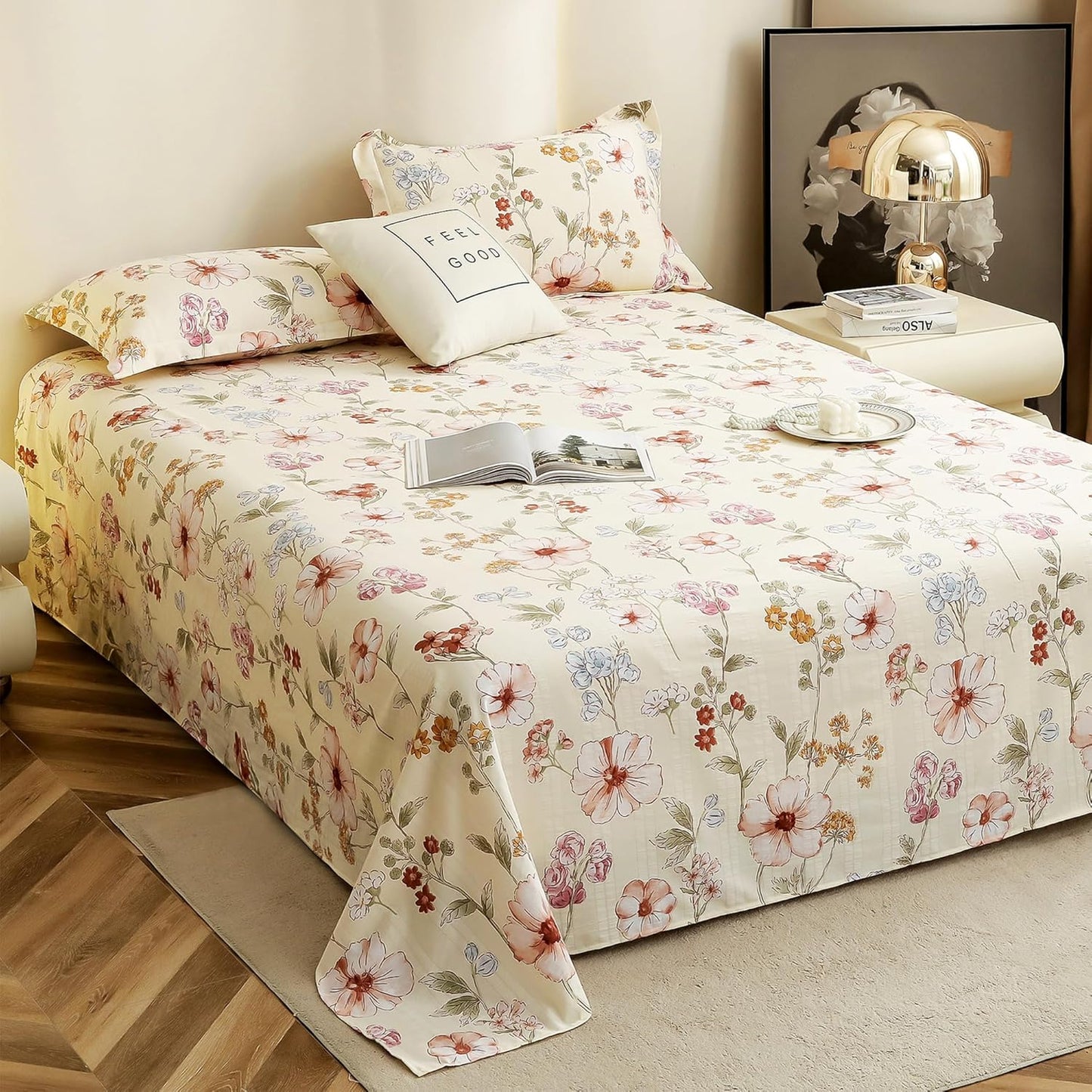 Cloud Cotton King Bed Sheet Set 300 TC Floral Design