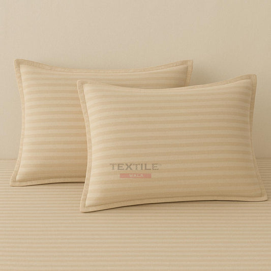 TEXTILEWALA 320 TC Cotton Feel Bedsheet King Size | Stripe Design | 90x100 Inches Double Bed Bedsheet with 2 Pillow Covers | Soft, Easy Care | Ideal for Home & Gifting (Beige)