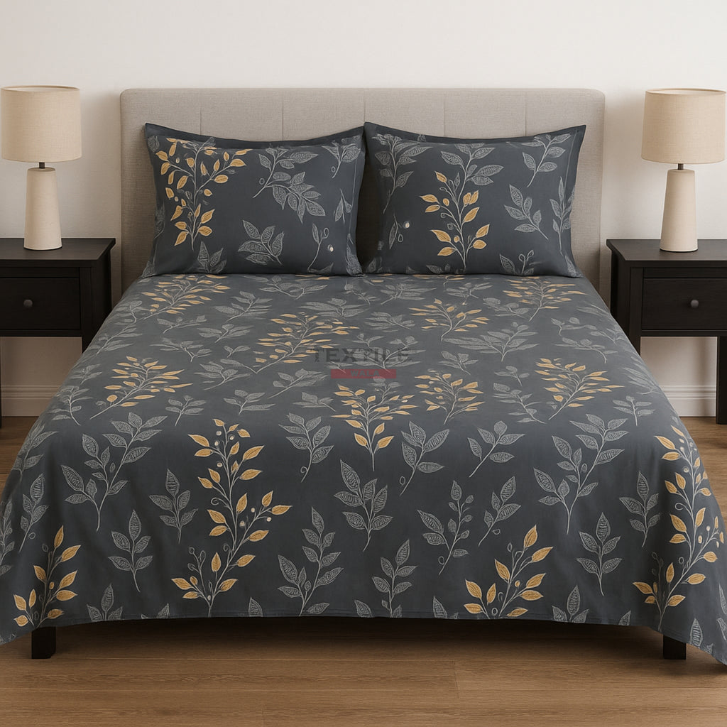 Pleasure Fitted Premium King Size Bedsheet - Grey