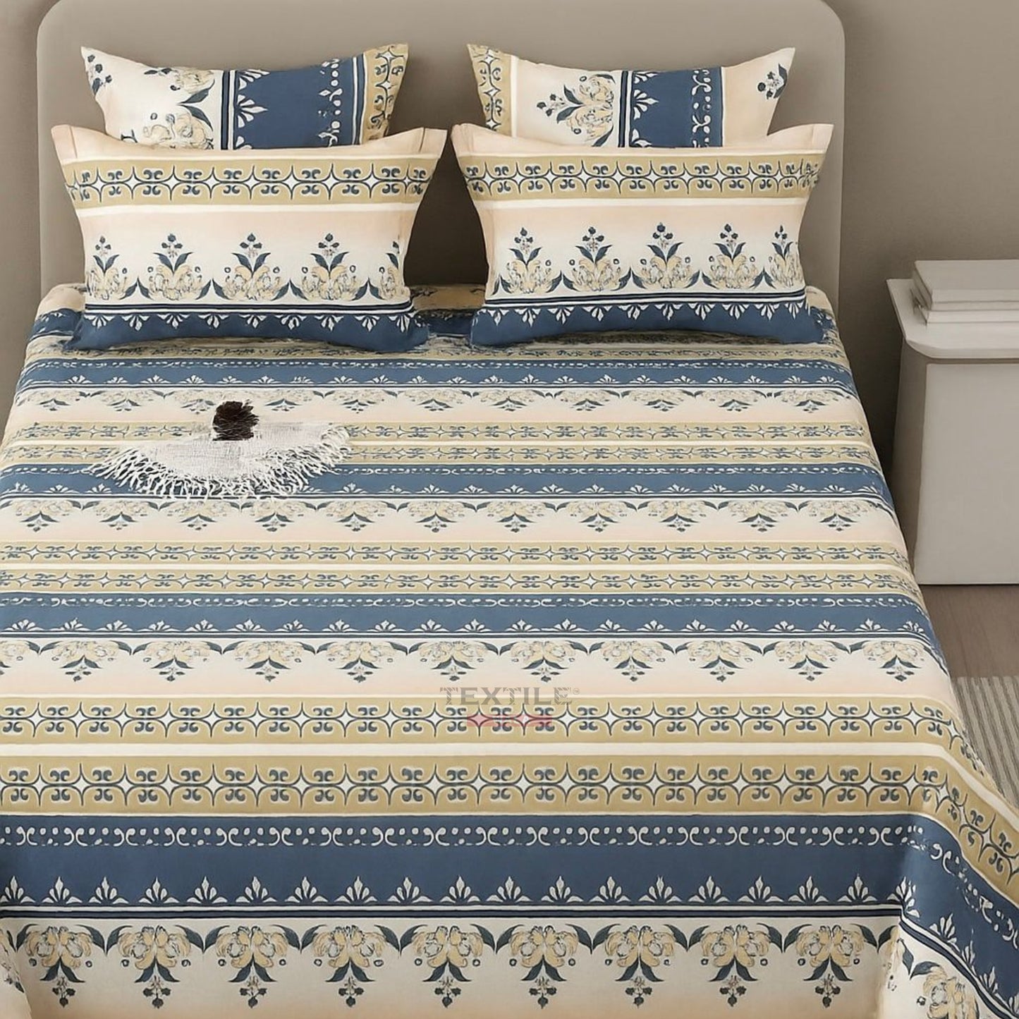 TEXTILEWALA Flora Design Bedsheet King Size 90x100 Inches | 320 TC Cotton Feel Fabric | Soft & Wrinkle-Free Double Bed Bedsheet with 2 Pillow Covers | Floral Print (White, King)