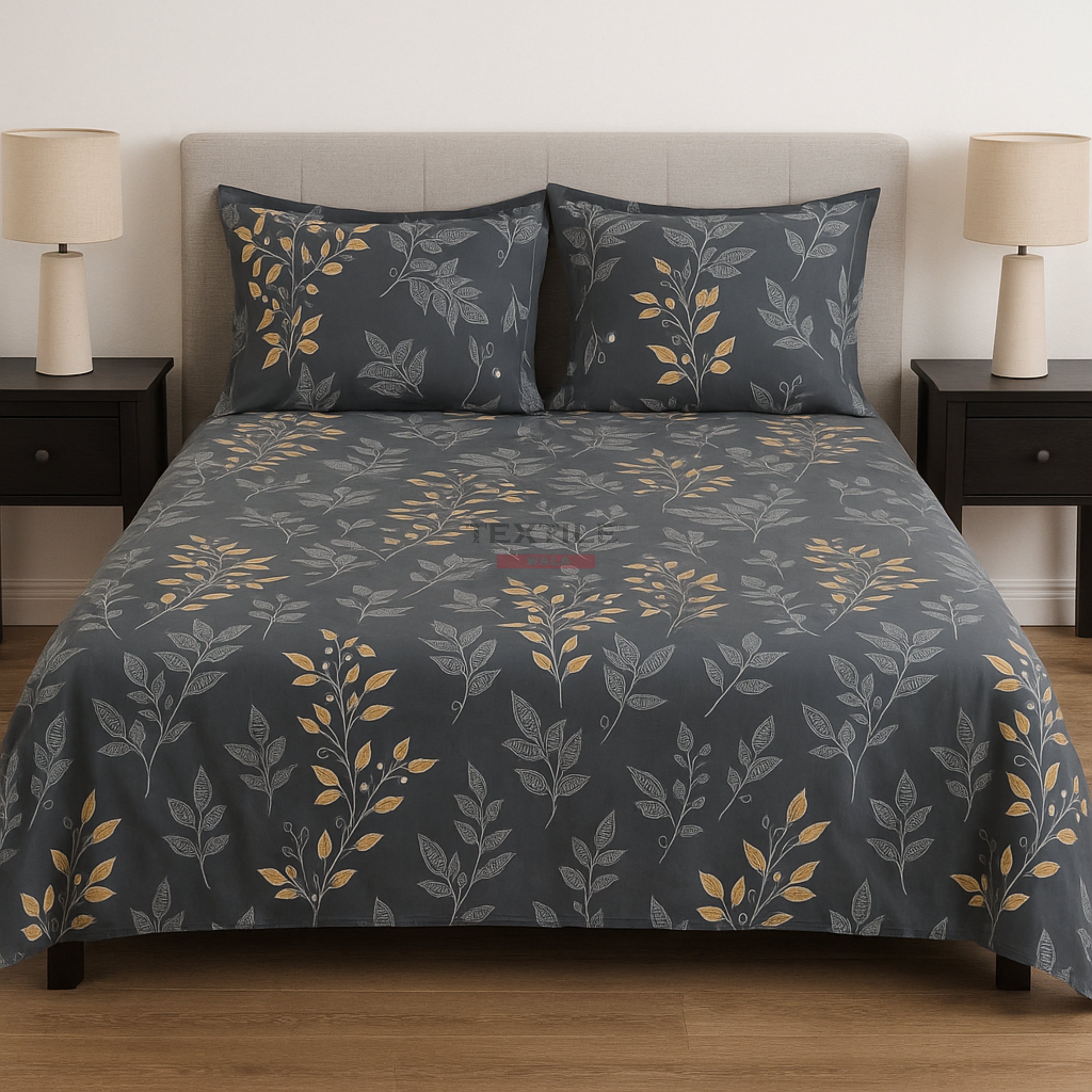 Pleasure Fitted Premium King Size Bedsheet - Grey