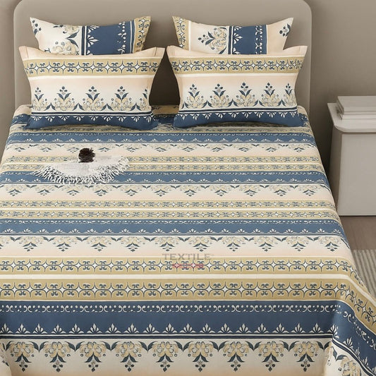 TEXTILEWALA Flora Design Bedsheet King Size 90x100 Inches | 320 TC Cotton Feel Fabric | Soft & Wrinkle-Free Double Bed Bedsheet with 2 Pillow Covers | Floral Print (White, King)