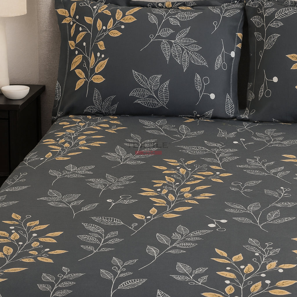 Pleasure Fitted Premium King Size Bedsheet - Grey