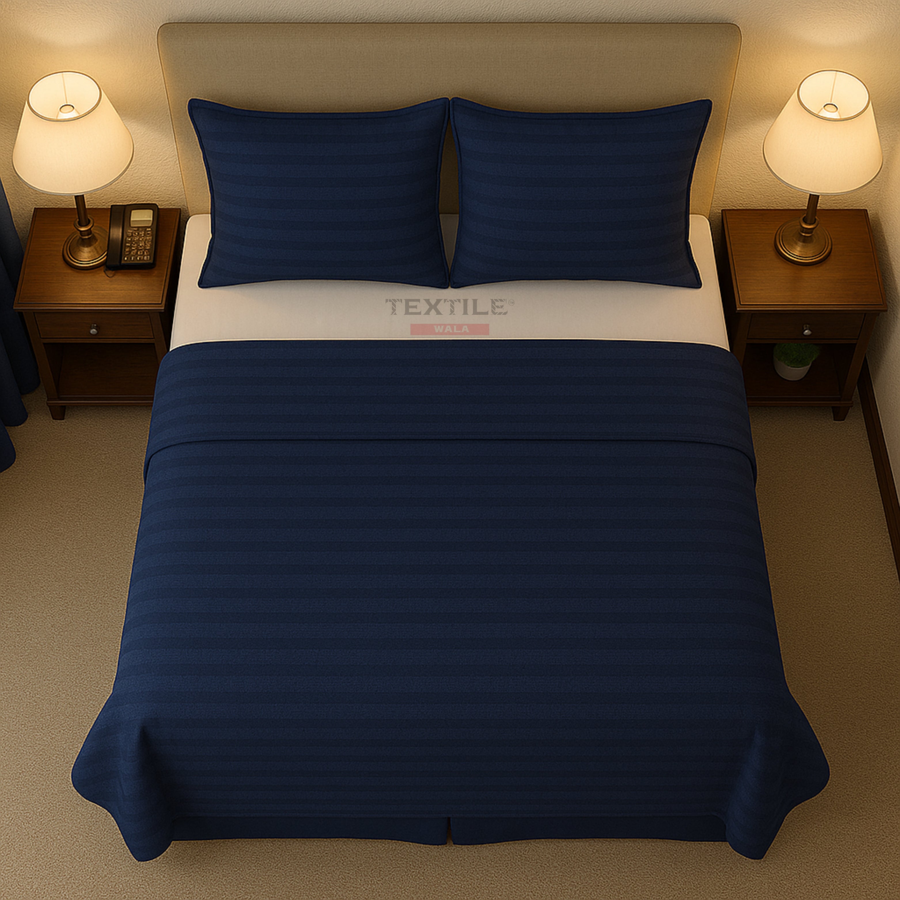 Premium Stripes Bedsheet Set  - Blue