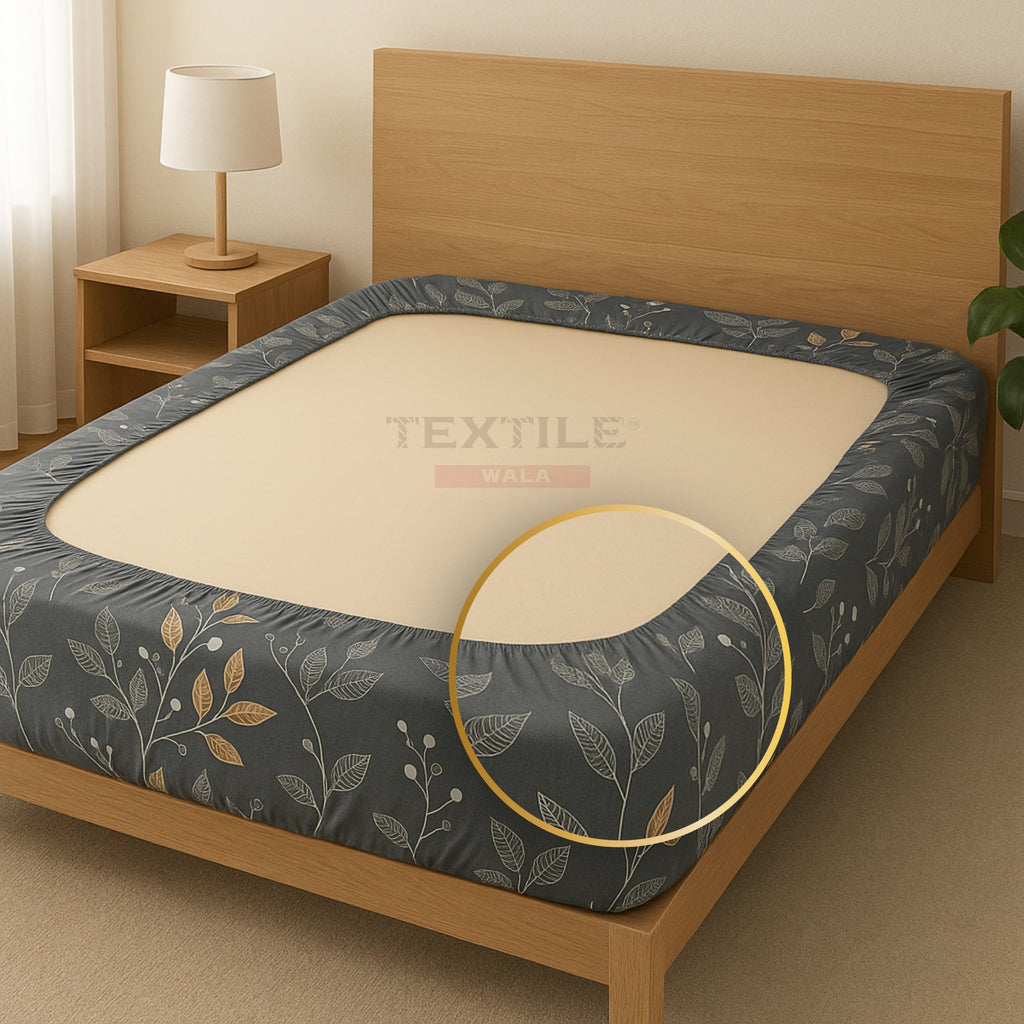 Pleasure Fitted Premium King Size Bedsheet - Grey