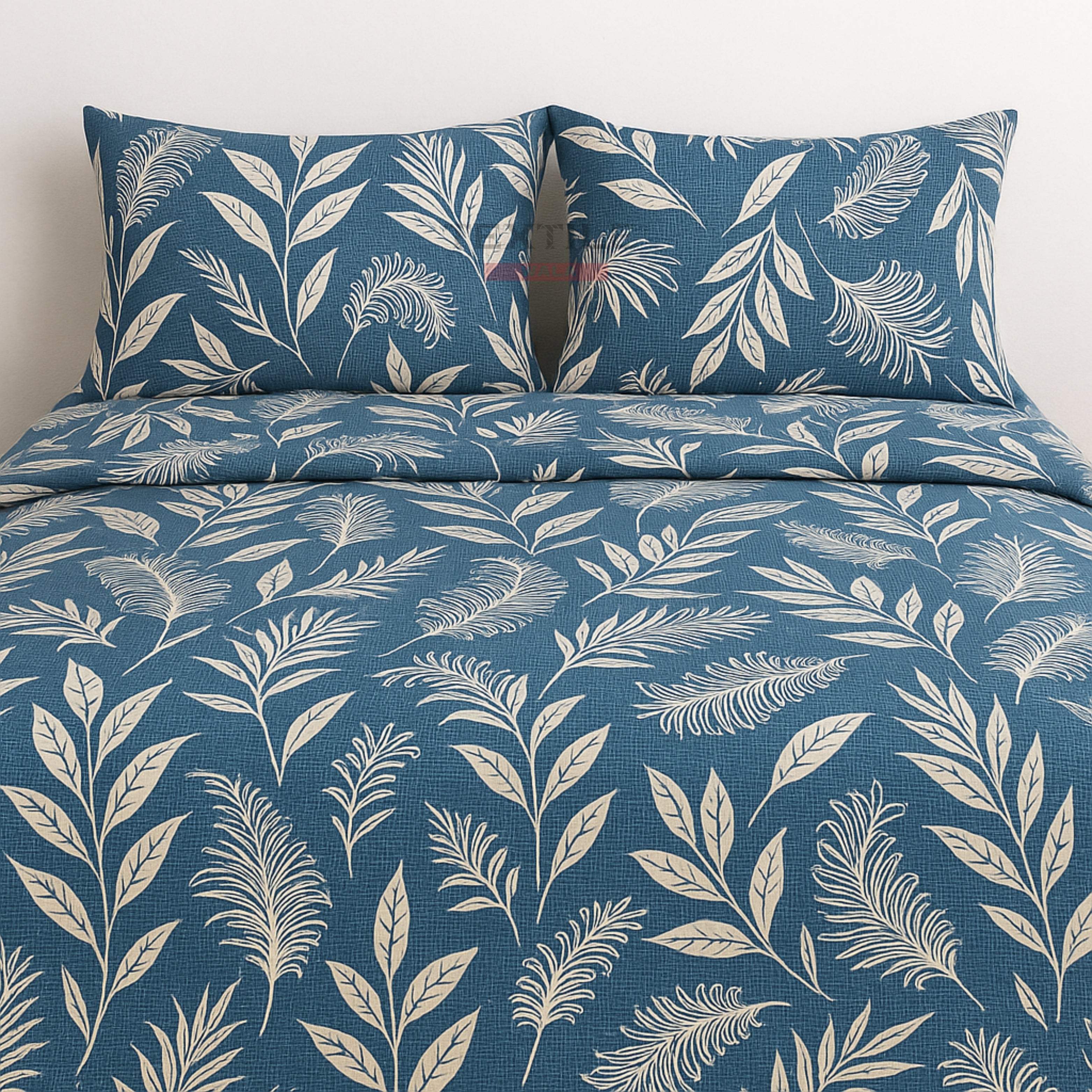 ELE FITTED – Blue Leaf Print Bedsheet Set