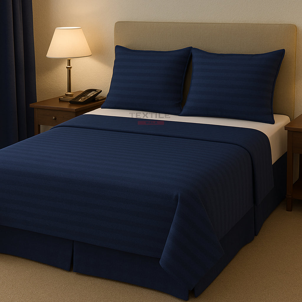 Premium Stripes Bedsheet Set  - Blue