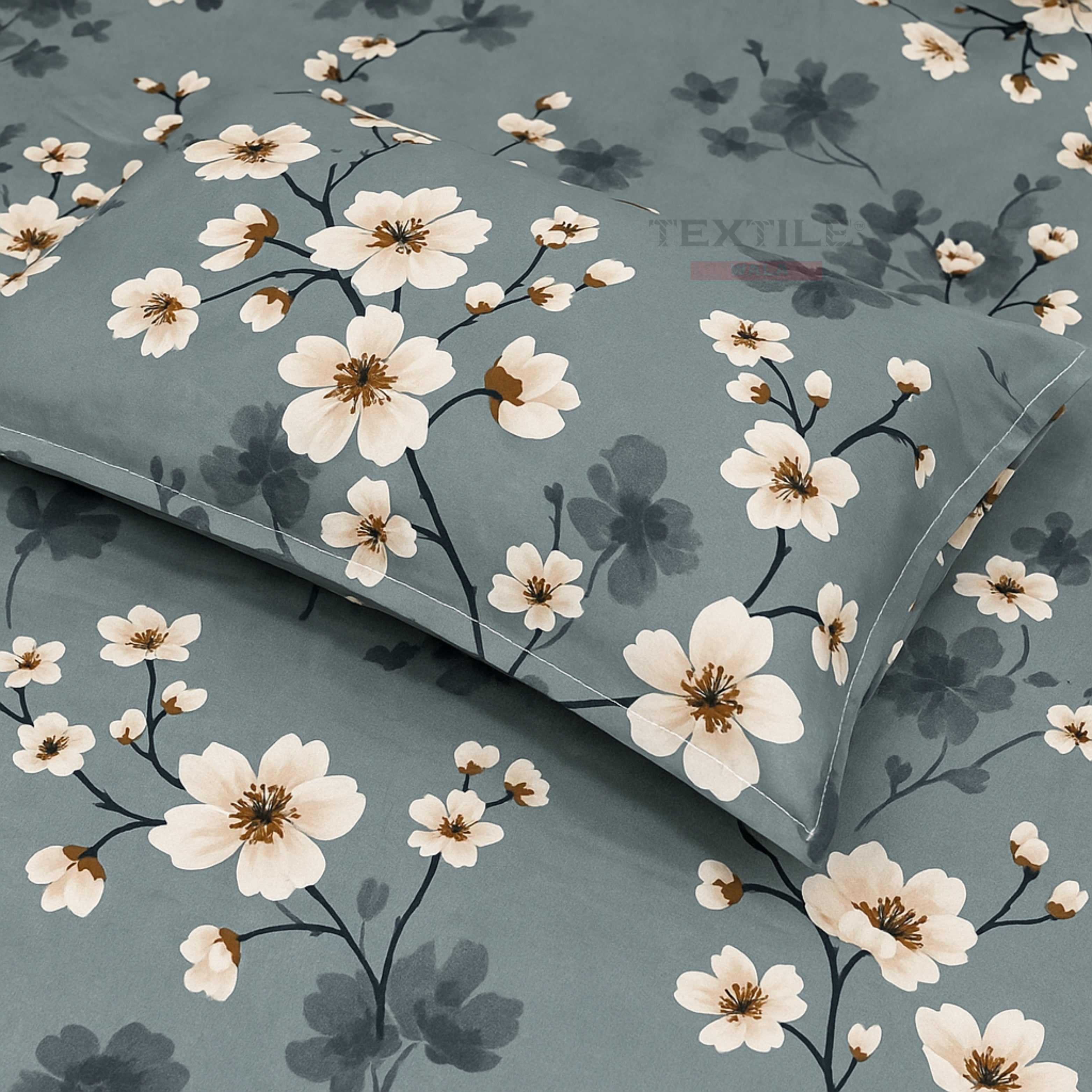 FLORA – Grey Bedsheet Set