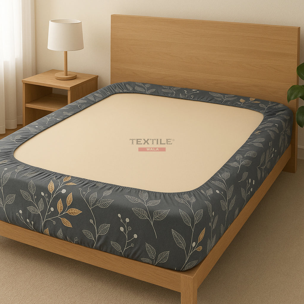 Pleasure Fitted Premium King Size Bedsheet - Grey