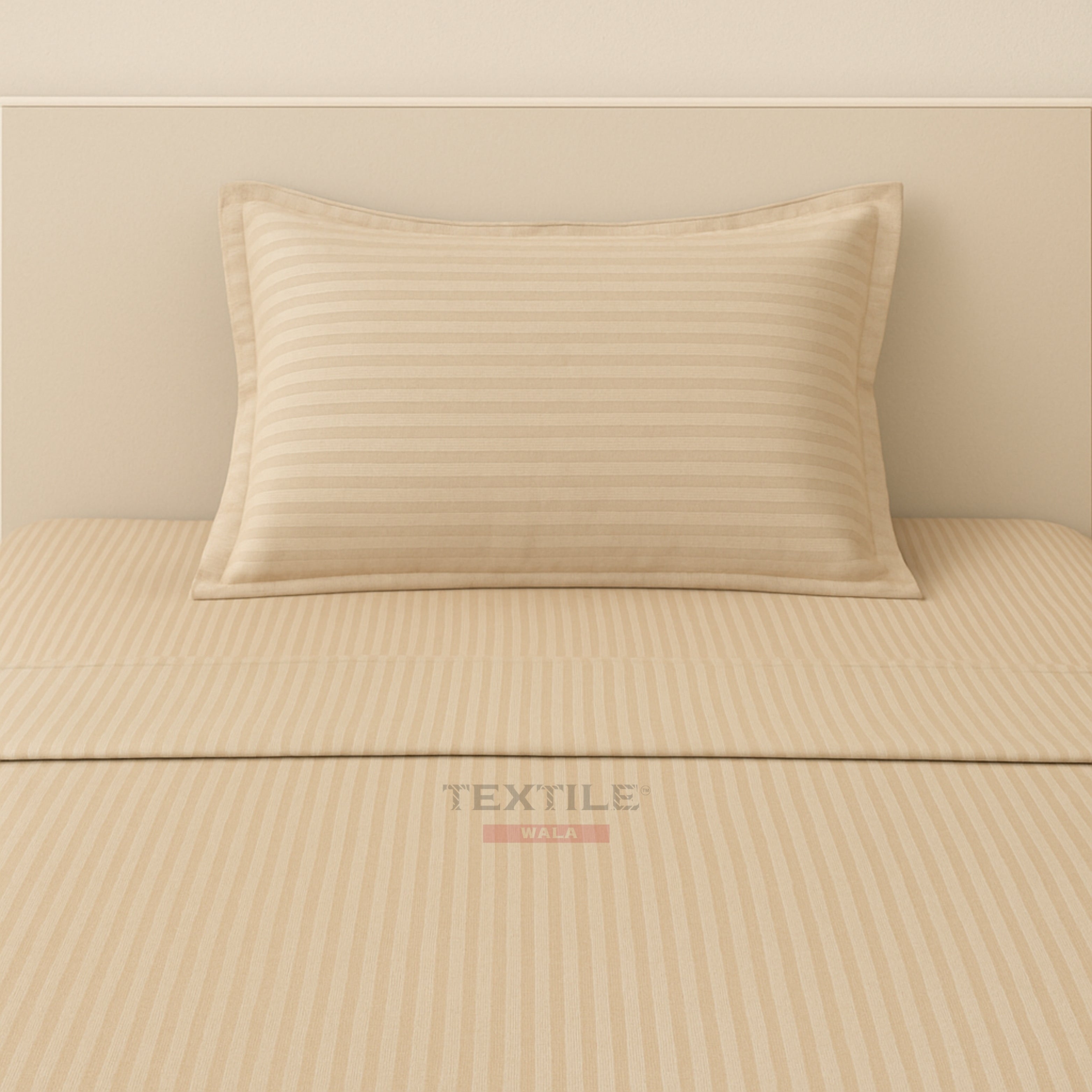 Premium Stripes Bedsheet Set - Beige