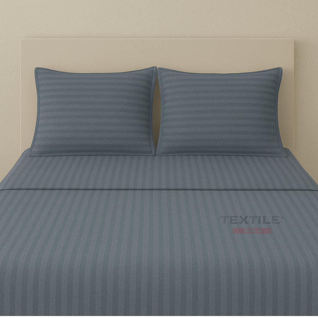 Premium Stripes Bedsheet Set - Dark Grey