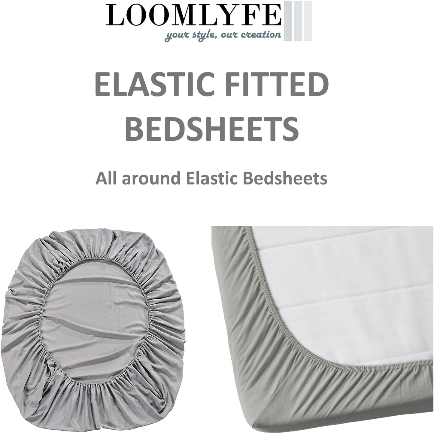Elastic Fitted Glace Cotton Bedsheet Set for King Bed