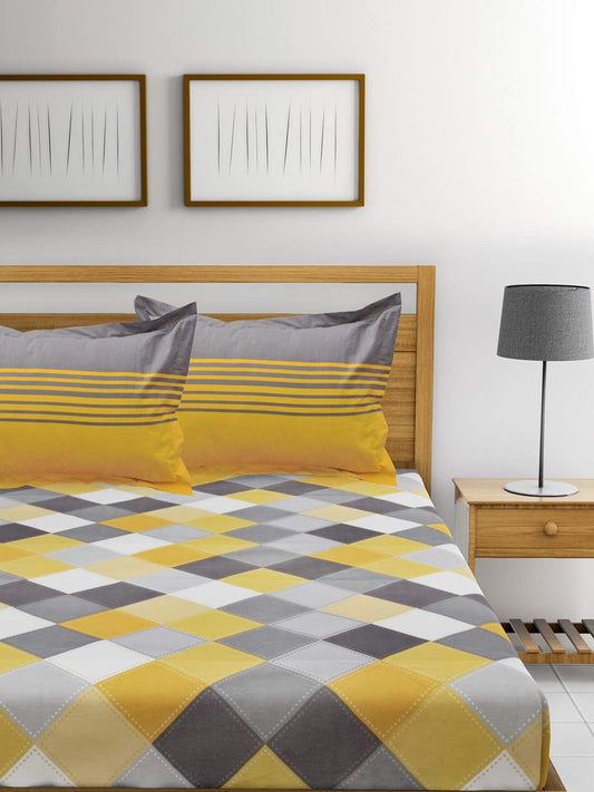 Checkered Double Bedsheet Set – Soft Cotton Comfort