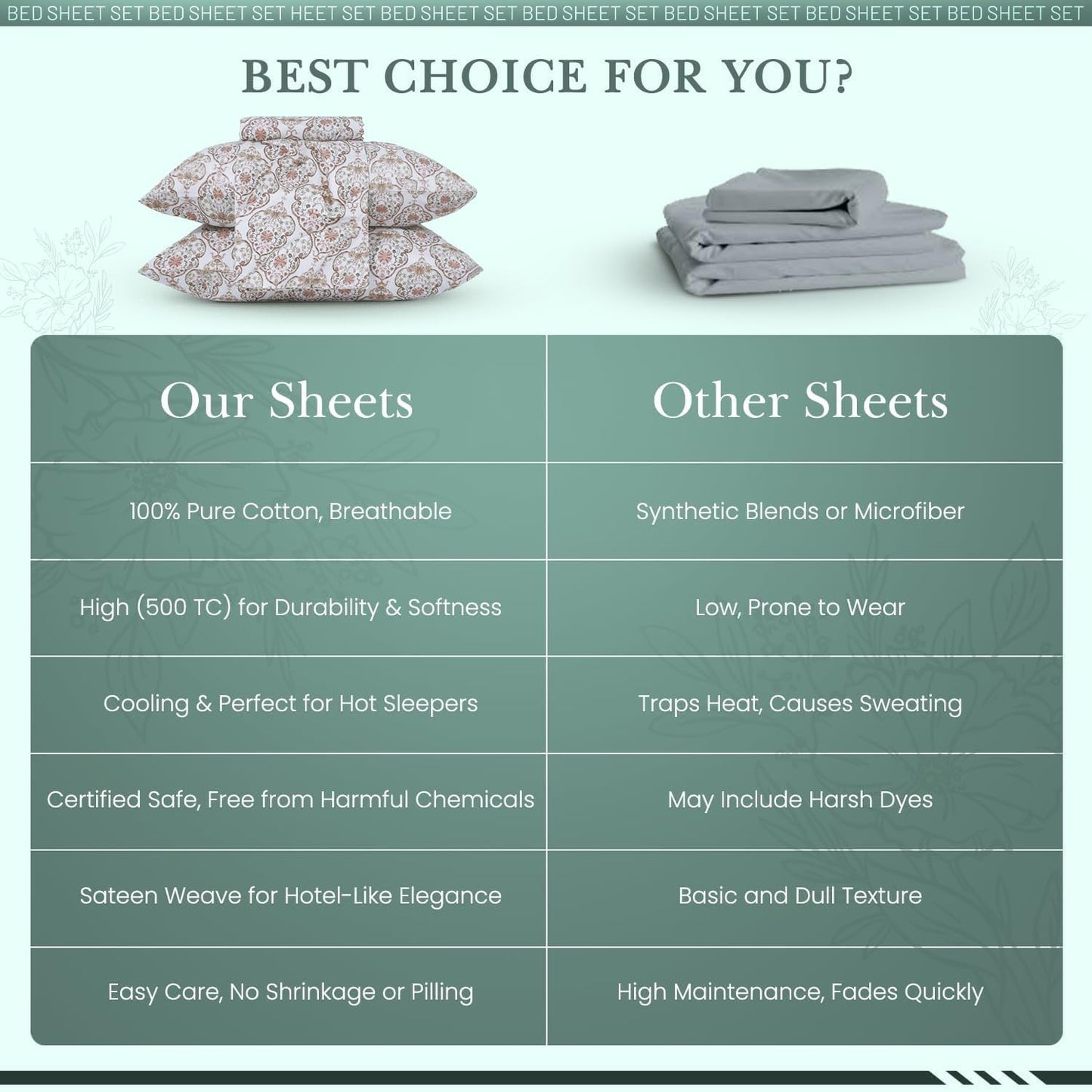 500 TC Cotton Sateen California King Damask Sheet Set