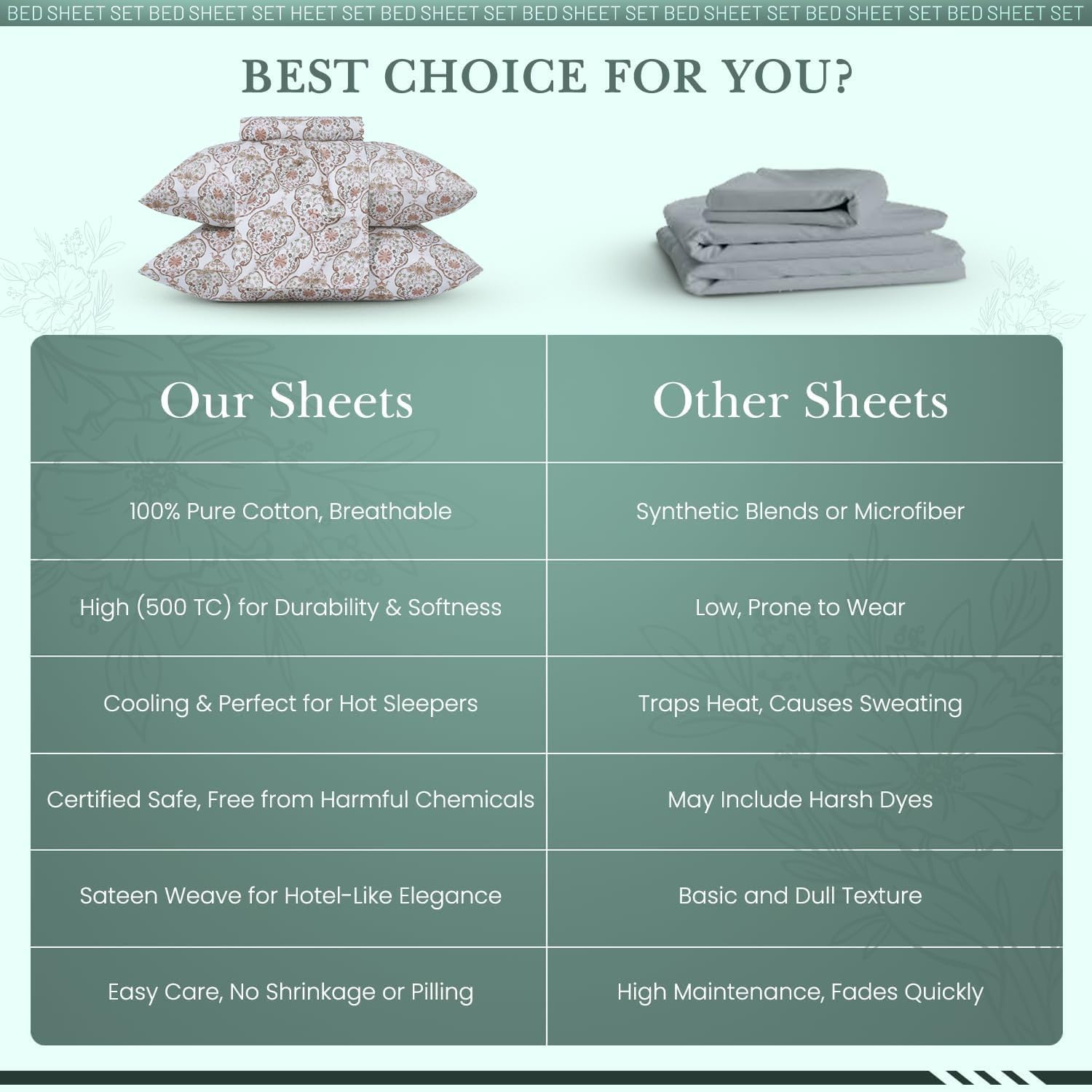500 TC Cotton Sateen California King Damask Sheet Set