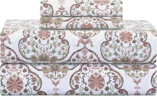 500 TC Cotton Sateen California King Damask Sheet Set