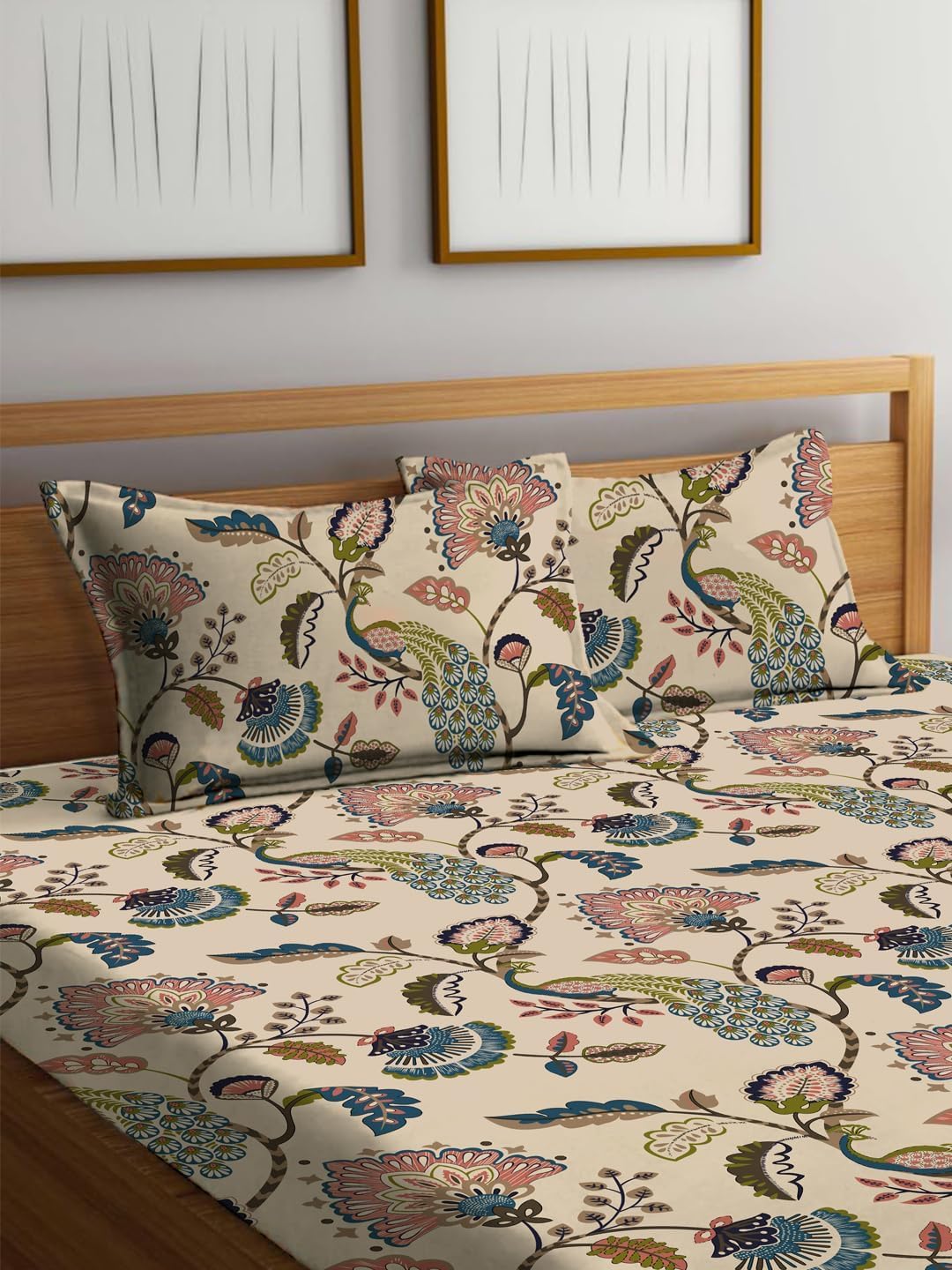 Cotton Elastic Fitted King Bed Sheet Set With Pillowcases