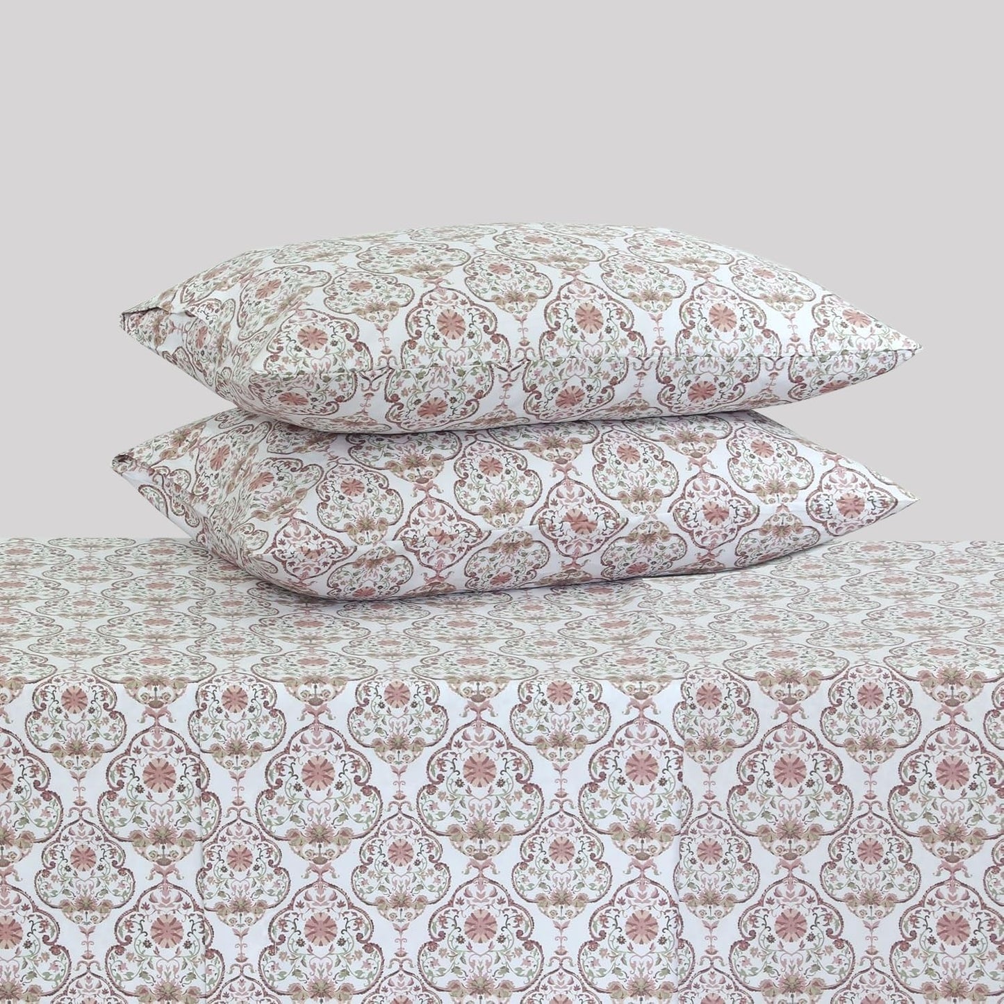 500 TC Cotton Sateen California King Damask Sheet Set