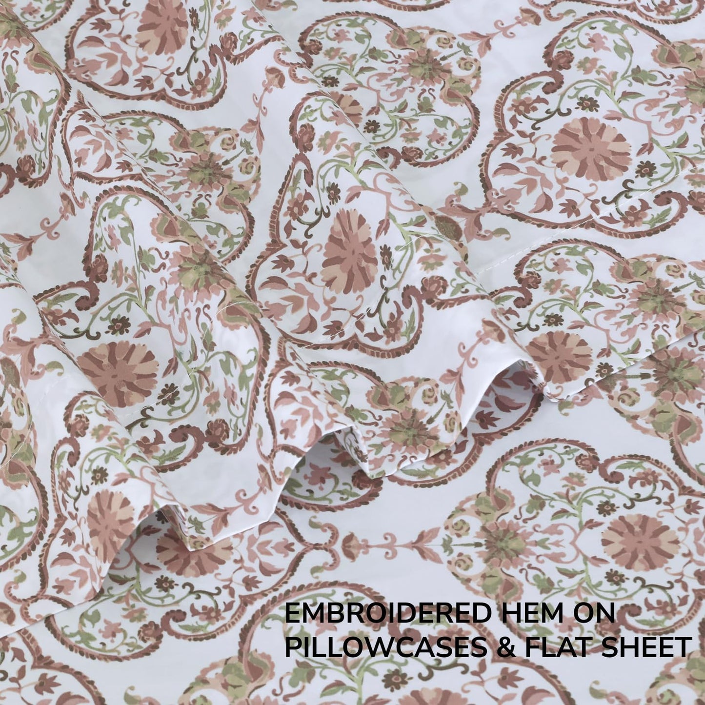 500 TC Cotton Sateen California King Damask Sheet Set