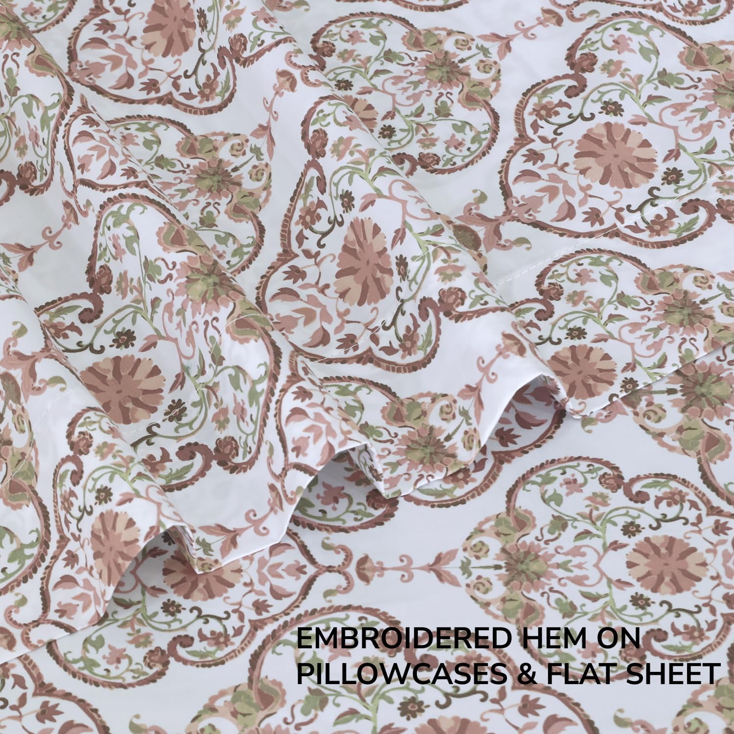 500 TC Cotton Sateen California King Damask Sheet Set