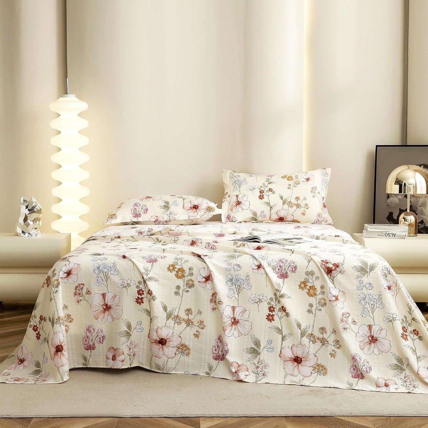 Cloud Cotton King Bed Sheet Set 300 TC Floral Design
