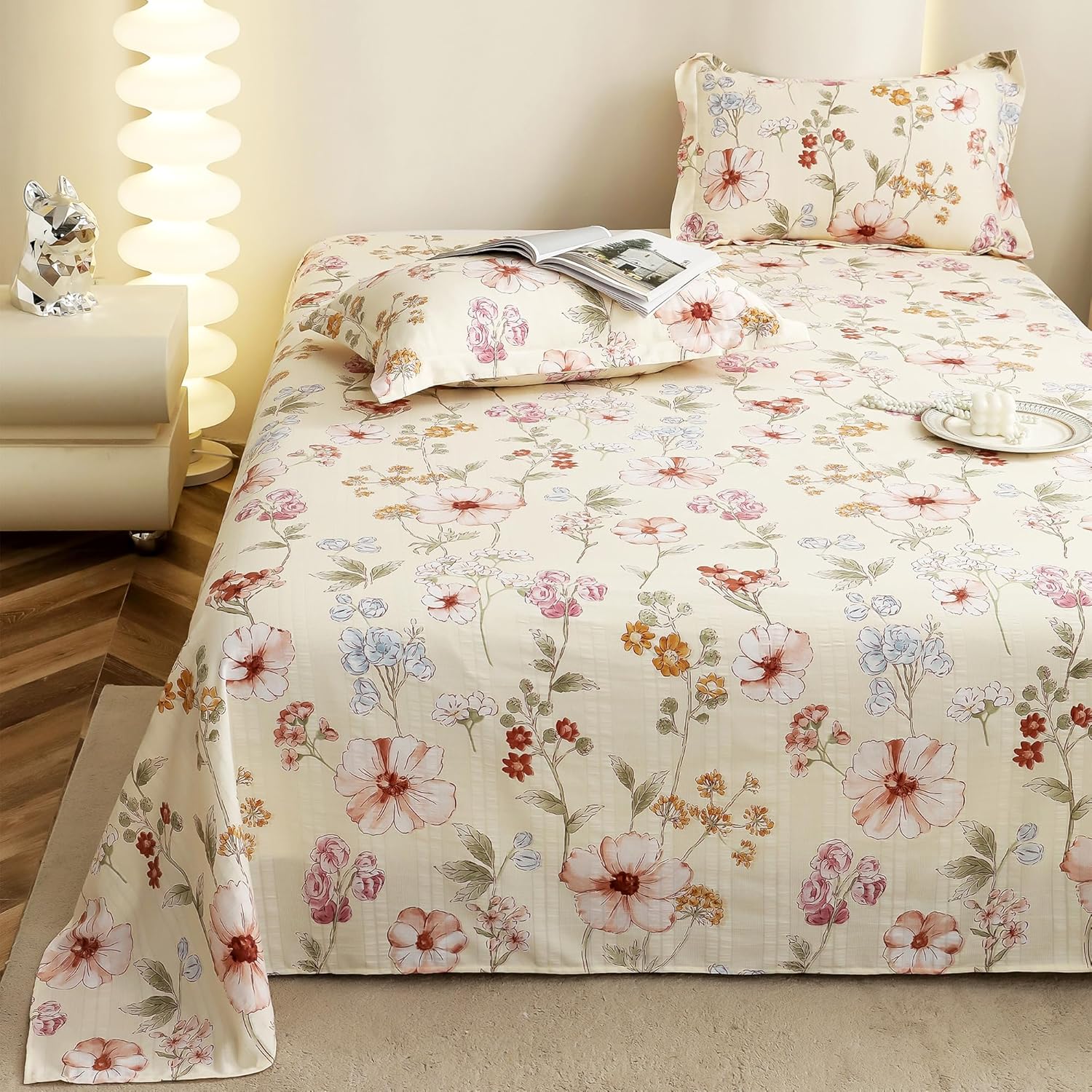 Cloud Cotton King Bed Sheet Set 300 TC Floral Design