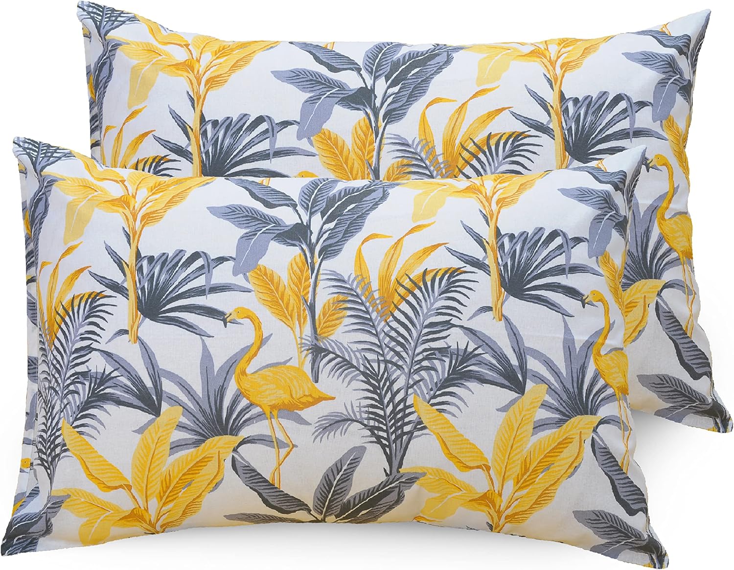 Cotton Double Bed Bedsheet Set – Striped Flamingo Design