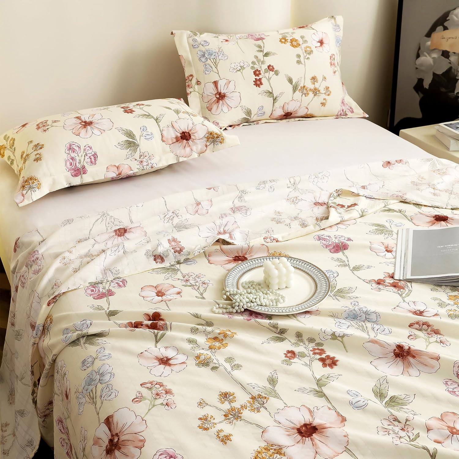 Cloud Cotton King Bed Sheet Set 300 TC Floral Design