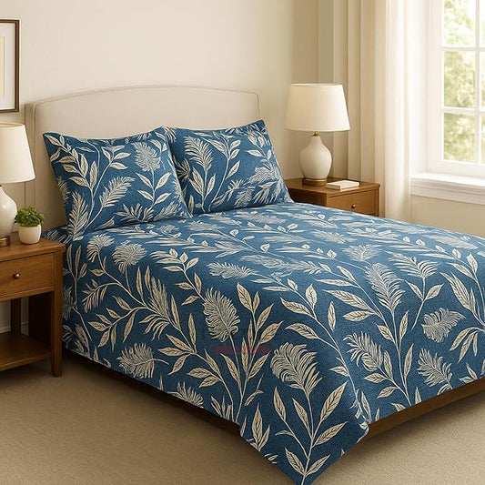 TEXTILEWALA Pleasure Fitted Bedsheet King Size 108x108 Inches | 300 TC Cotton Feel Fabric | Deep Fit Elastic | 2 Pillow Covers Included | Soft, Wrinkle-Free, Premium Look for Double Bed (Teal Blue)