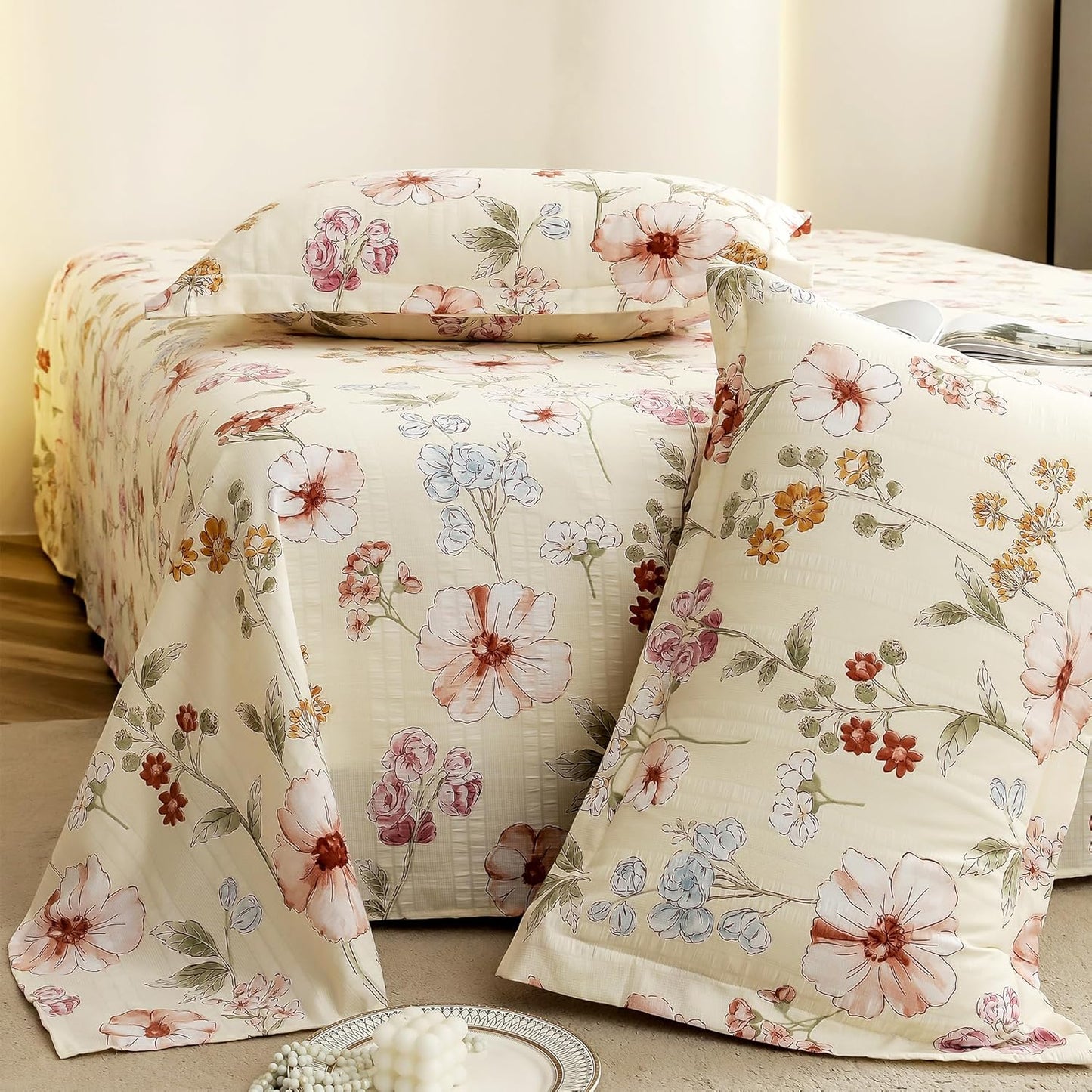 Cloud Cotton King Bed Sheet Set 300 TC Floral Design