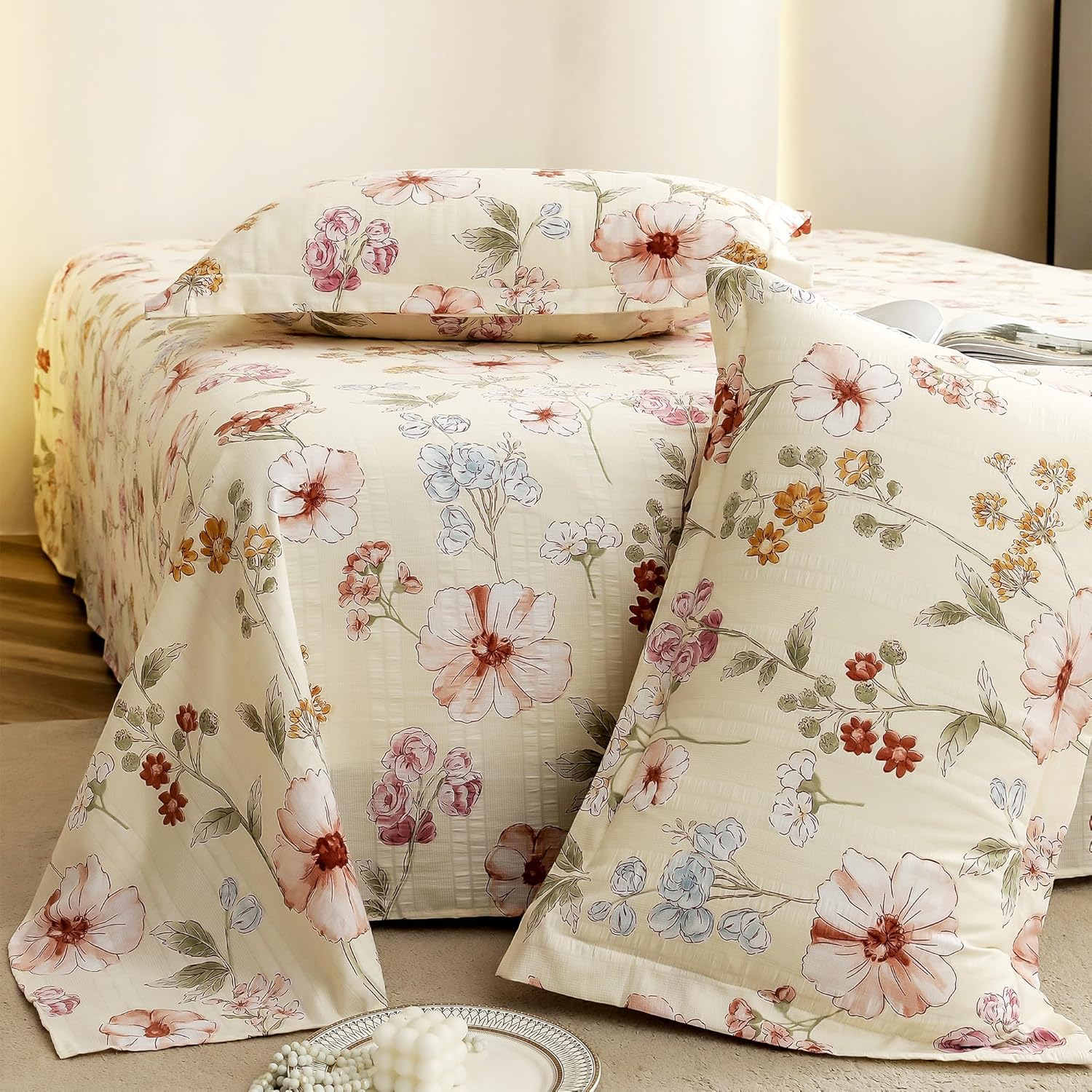 Cloud Cotton King Bed Sheet Set 300 TC Floral Design