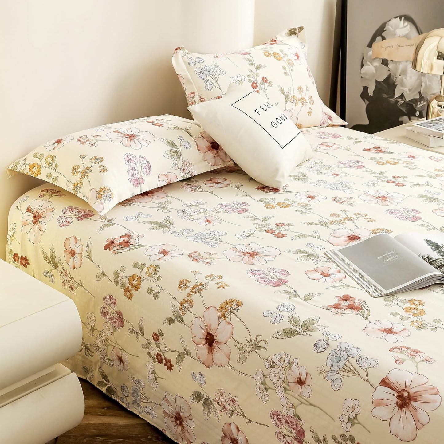 Cloud Cotton King Bed Sheet Set 300 TC Floral Design