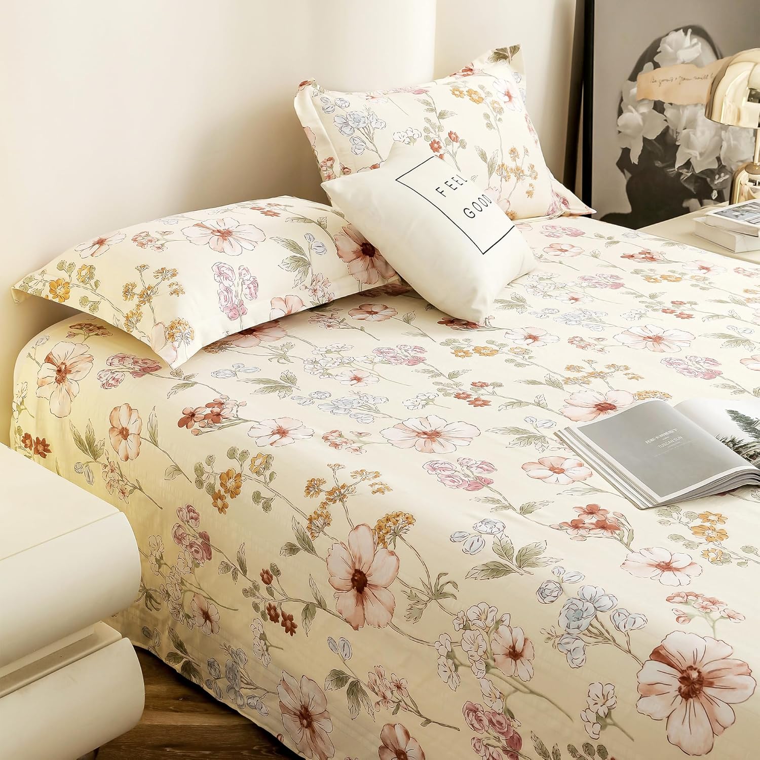Cloud Cotton King Bed Sheet Set 300 TC Floral Design