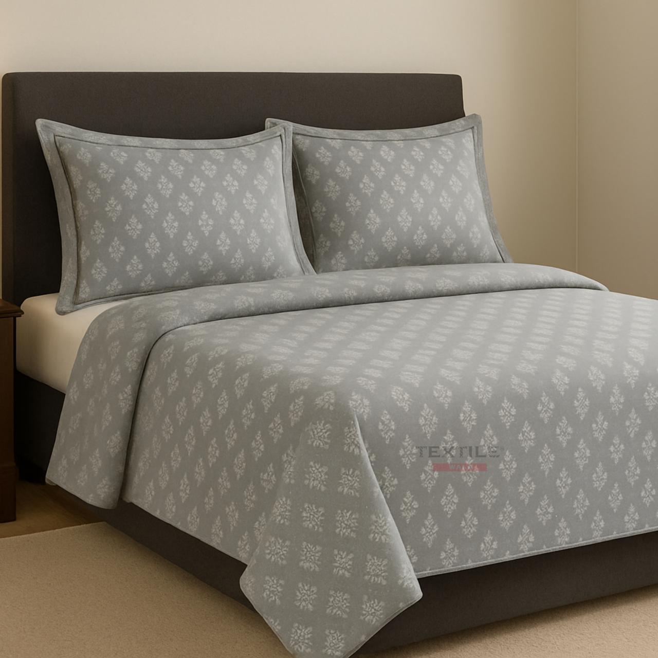 TEXTILEWALA Calvin Design Bedsheet King Size 90x100 Inches | 320 TC Cotton Feel Fabric | Soft & Wrinkle-Free Double Bed Bedsheet with 2 Pillow Covers | Calvin Print (Gray, King)