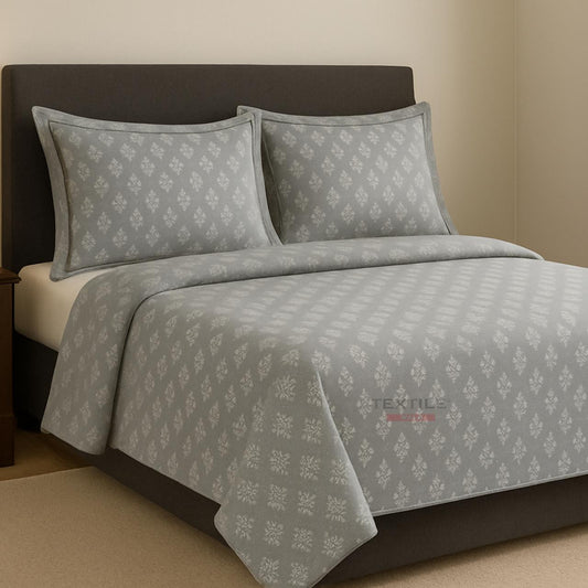 TEXTILEWALA Calvin Design Bedsheet King Size 90x100 Inches | 320 TC Cotton Feel Fabric | Soft & Wrinkle-Free Double Bed Bedsheet with 2 Pillow Covers | Calvin Print (Gray, King)