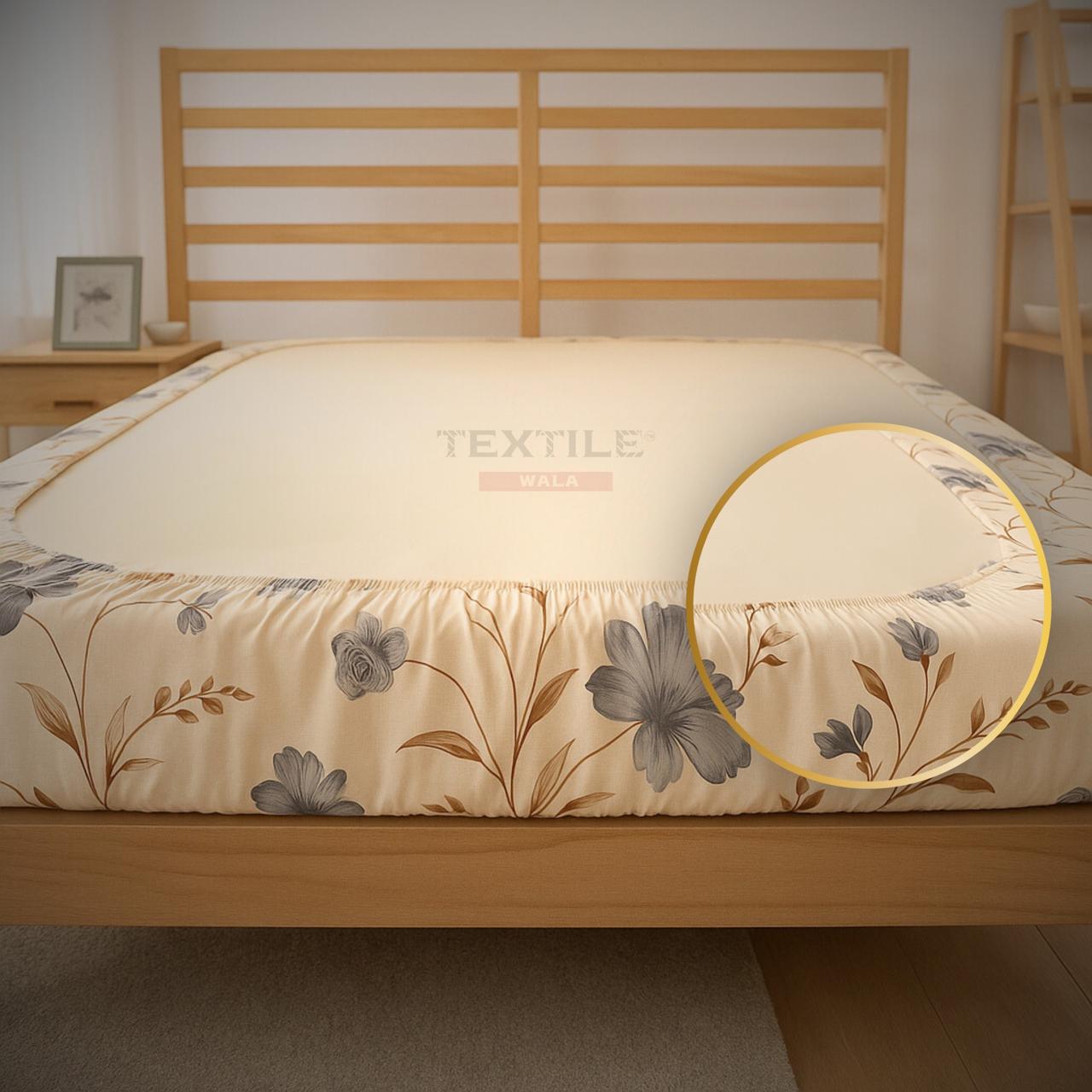 TEXTILEWALA Pleasure Fitted Bedsheet King Size 108x108 Inches | 300 TC Cotton Feel Fabric | Deep Fit Elastic | 2 Pillow Covers Included | Soft, Wrinkle-Free, Premium Look for Double Bed (White)